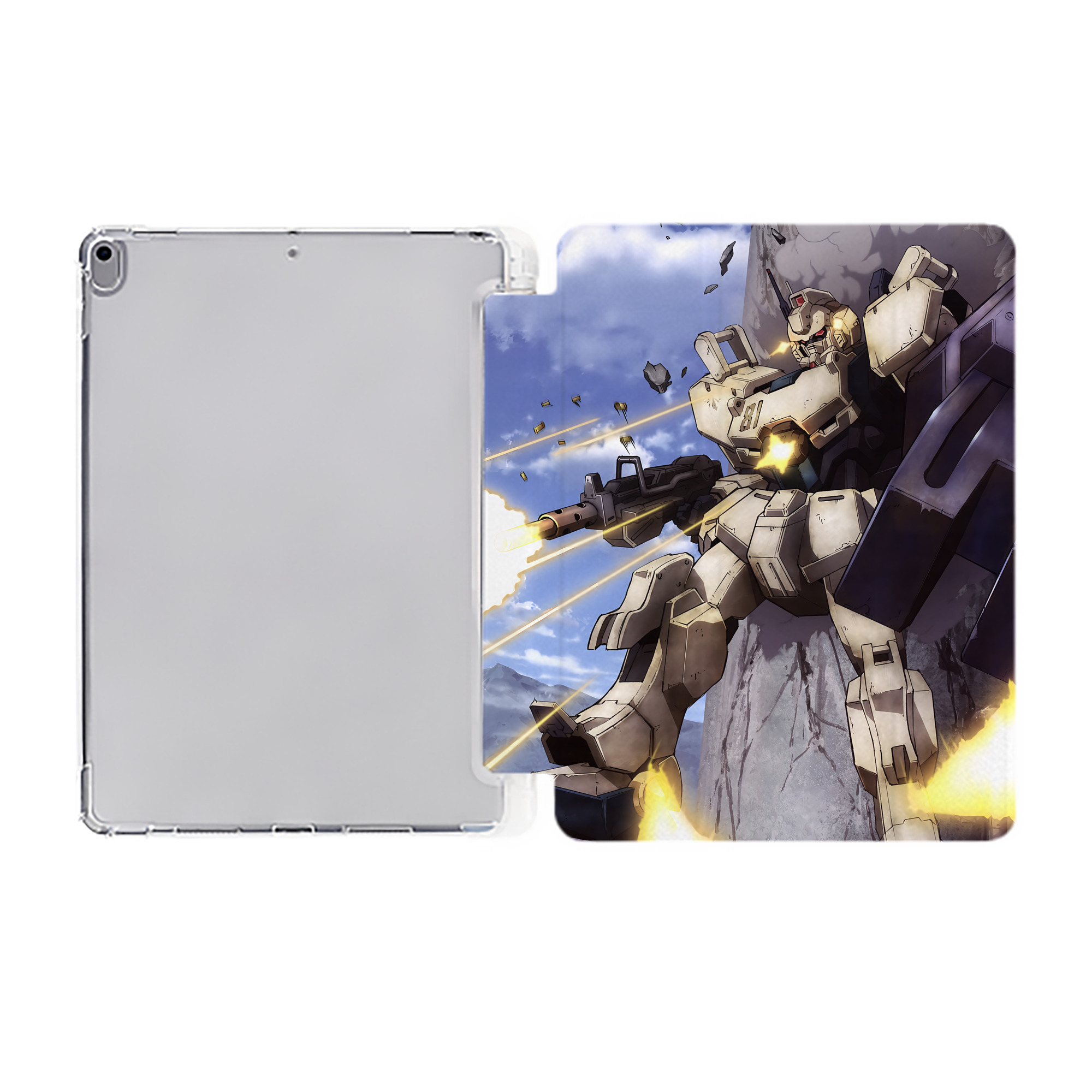 （画像用） 機動戦士ガンダム Mobile Suit Gundam IPad ケース ペン収納付き 三つ折りスタンド PUレザー×シリコン 対応機種9.5/10.5/10.9インチ